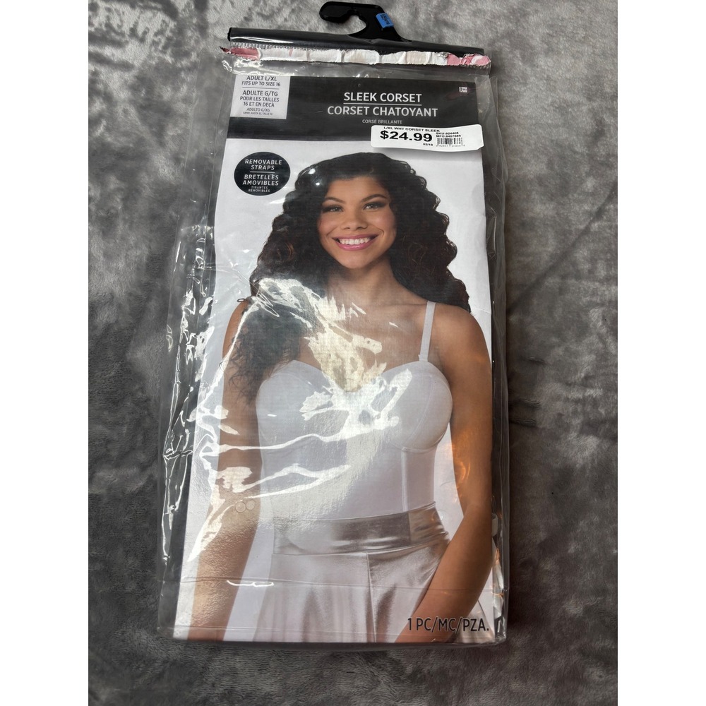 Sleek Corset White Removable Straps L/XL Fits Up To Size 16 Halloween Cosplay